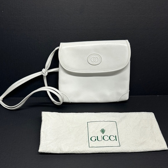 Gucci Handbags - Gucci Purse Shoulder Bag Italian Leather Square White Gold Vintage With Dustbag